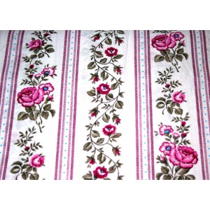 10cm Baumwolldruck Landhaus breiter Blumenstreif pink  (Grundpreis € 8,00/m)